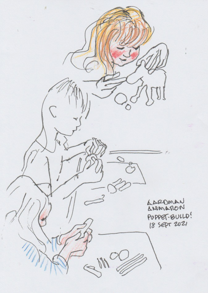 Jeds sketchbook - children doing activities at the festival