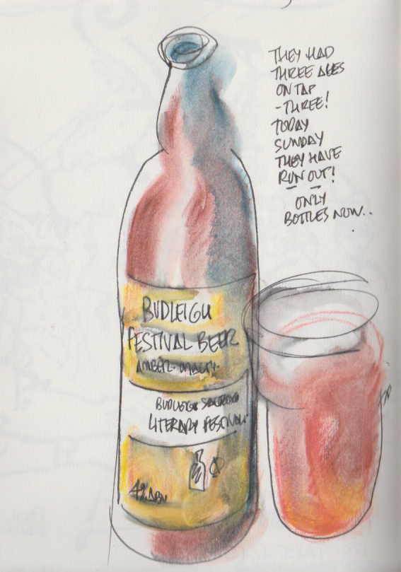 Jeds sketchbook - drinks at the festival