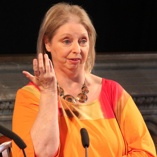 Hilary Mantel on stage at Budleigh